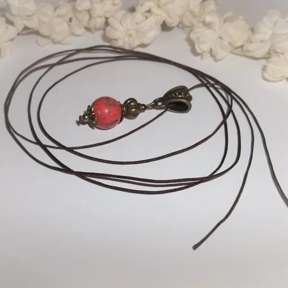 Necklace, Beaded Necklace, Coral Necklace, Bronze Necklace, Necklace, New 7823 - Picture 4 of 9